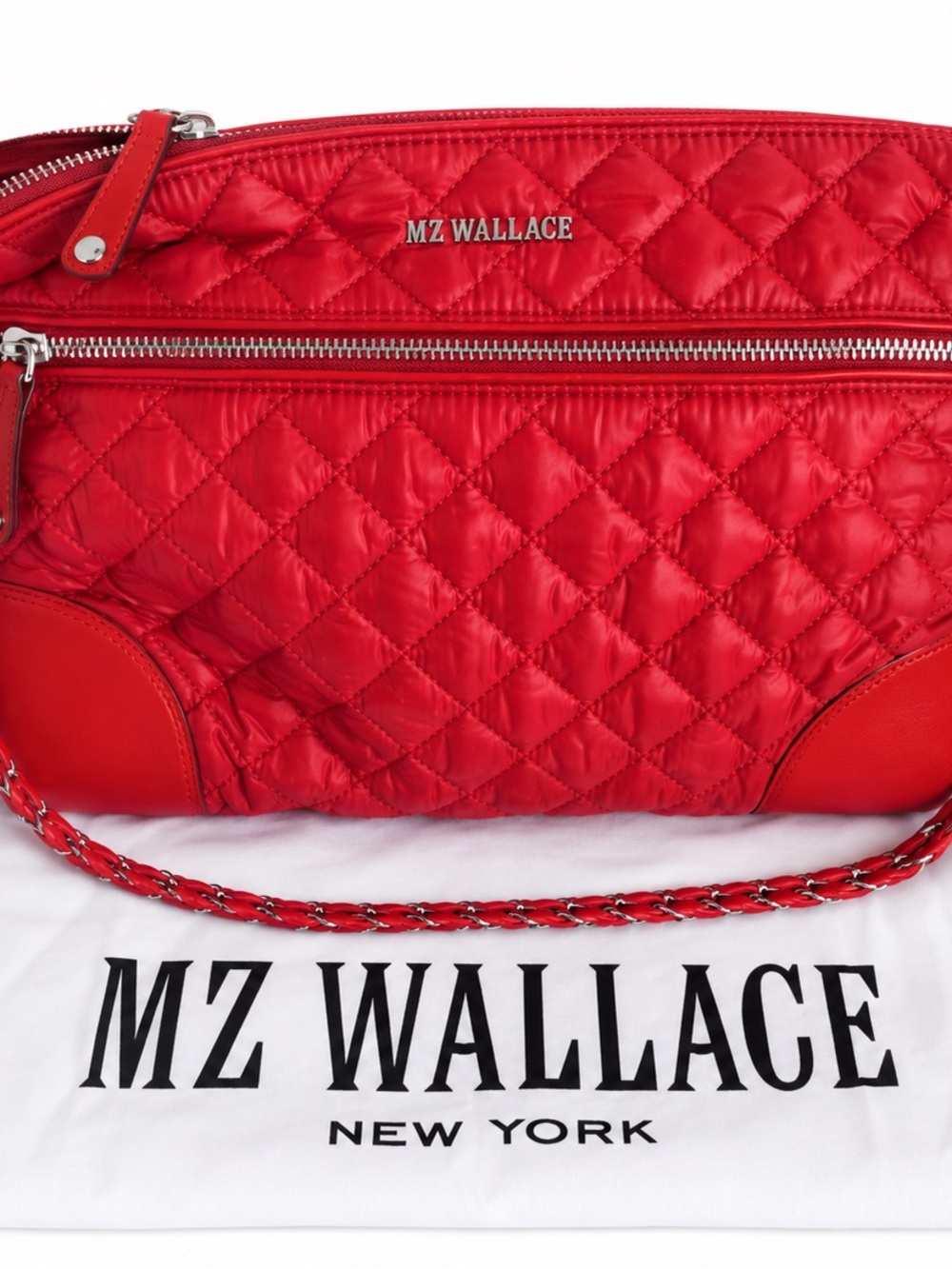 MZ Wallace Quilted Cherry Red Crosby Cross body Bag